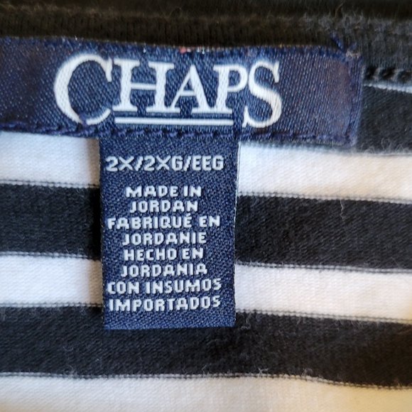 Chaps 3/4 Sleeve Stripped T-Shirt - Picture 3 of 3